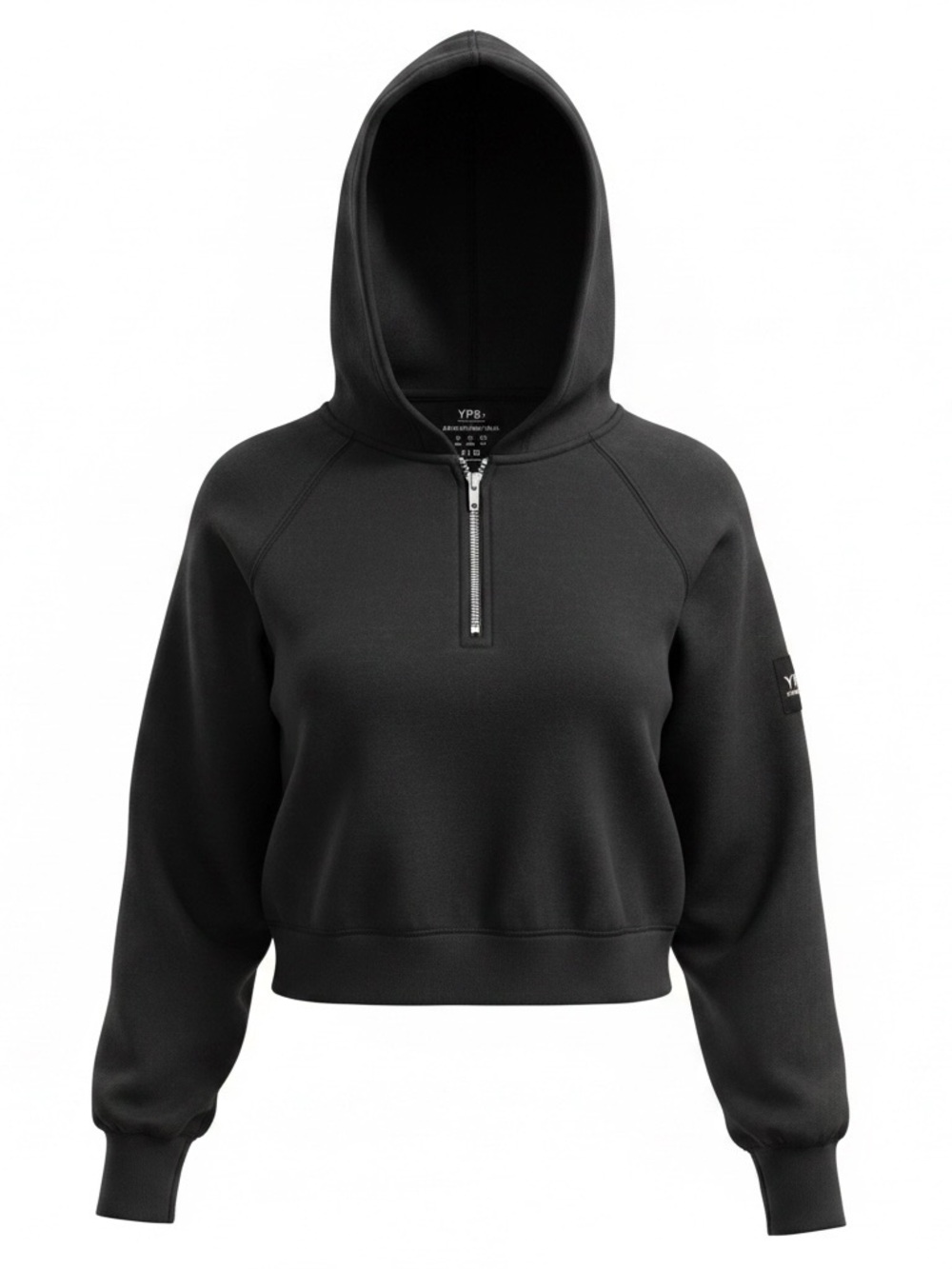 Abercrombie YPB kids Black Half-Zip Cropped Hoodie